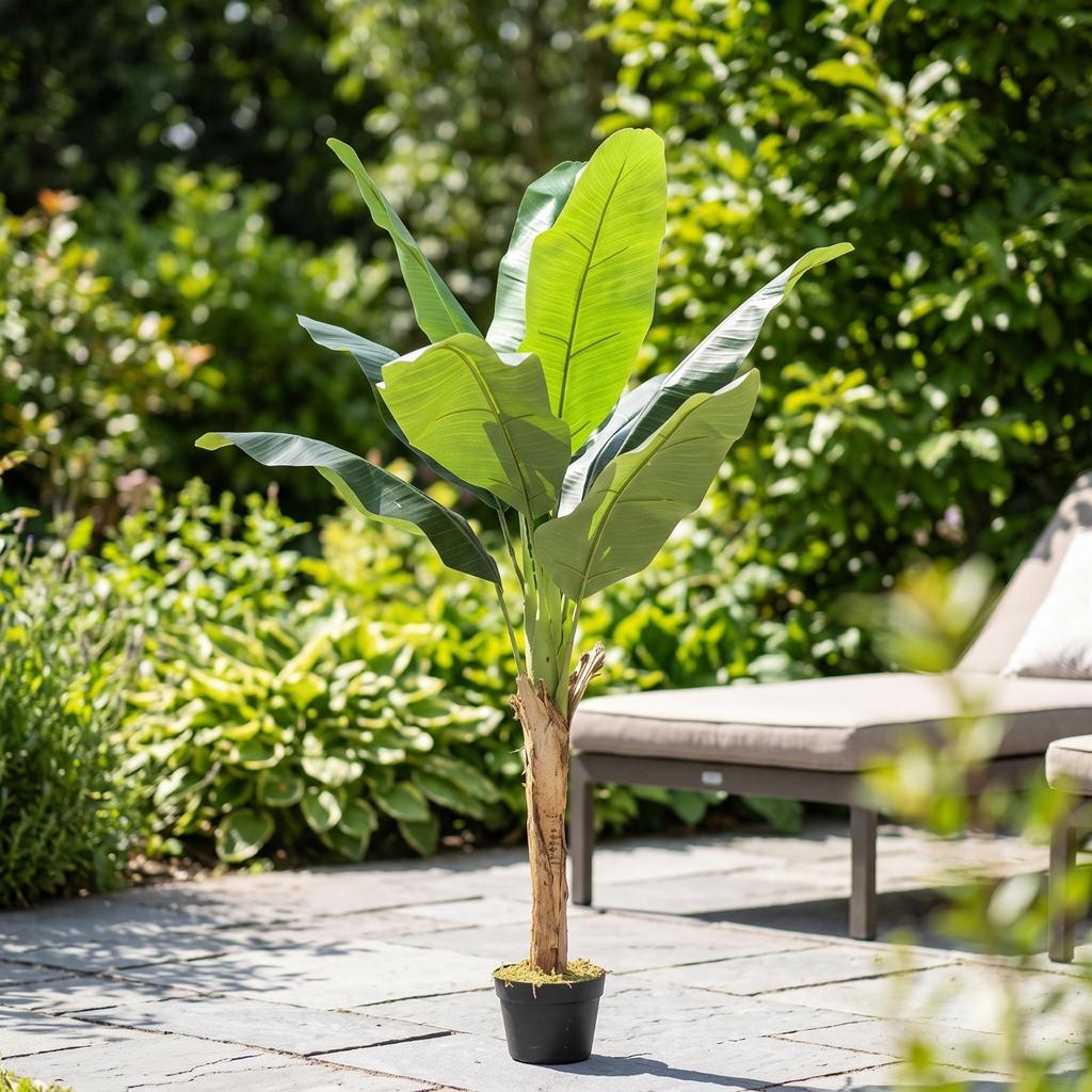 Fake Banana Tree with Pot Indoor Faux RealTouch Potted Plant for Living Room,