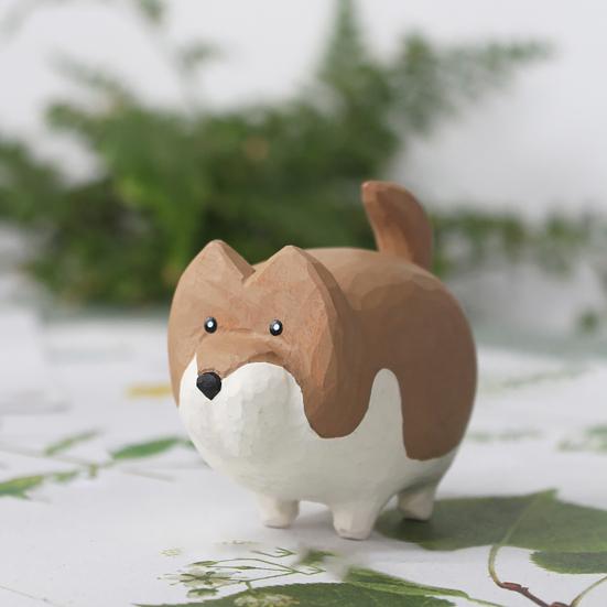 Kleine Holz-Hundefigur, Handgeschnitzte Welpenfigur, Rustikale Sammler-Tierstatue für Heim-Schreibtischdekoration, Geschenke für Hundeliebhaber