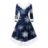 Women's Fashion V-neck Casual Fit Christmas Print Party Long Sleeve Dress