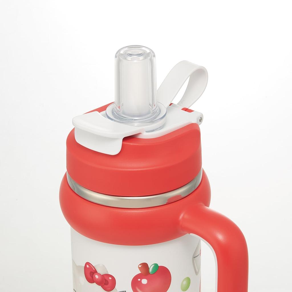 Skater Straw with Direct Sanrio Hello Kitty Puffy Balloon Tumbler, 830ml, Insulated, Cold/Hot, Handle, 2-Way, Drinking, Design, STSTB9-A