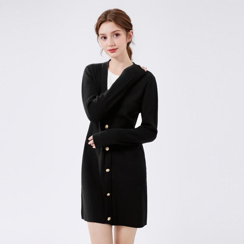 Autumn Water Beauty Faux Two-Piece V-Neck Knit Dress