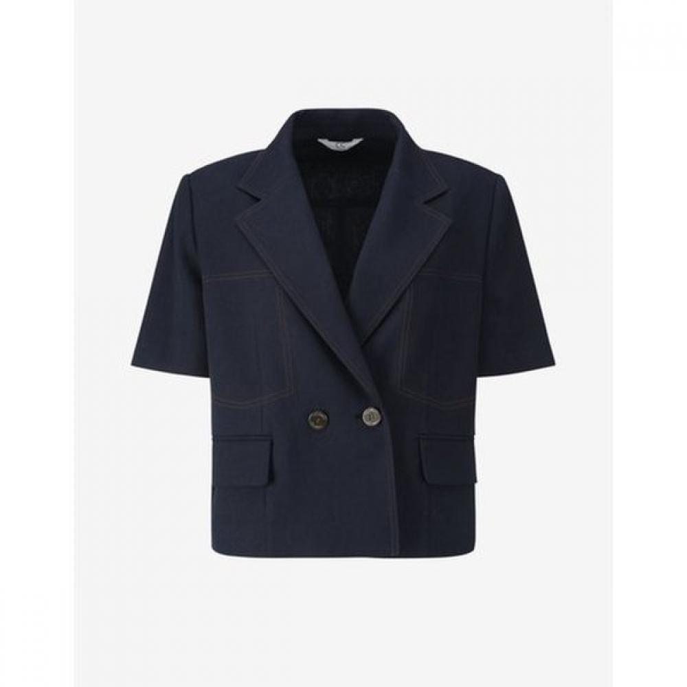Cc Collect Half Sleeve Color Stitched Crop Jacket C262msf135