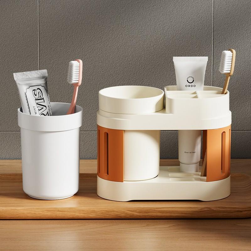 Bathroom Toothbrush Toothpaste Shelf Advanced All-In-One Toothbrush Single/Double Mouthwash Cup Bathroom Wash Set Cup Holder