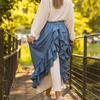 Saia Feminina Cintura Alta Elástica Babado Irregular Combinação de Cores Patchwork Linha A Retrô Medieval