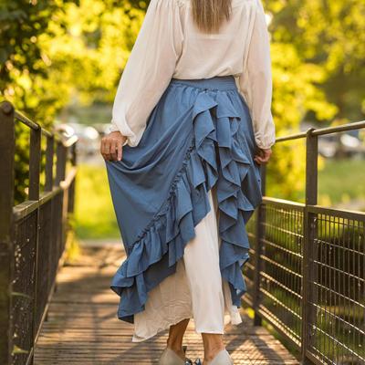 Damska Spódnica Wysoka Elastyczna Talia Nieregularny Falbanka Dopasowanie Kolorów Patchwork Linia A Retro Średniowieczna