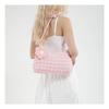 Women's Bubble Texture Round Cylinder Bag, Korean Style Floral Shoulder Handbag, Soft Lunch Tote with Zipper Closure