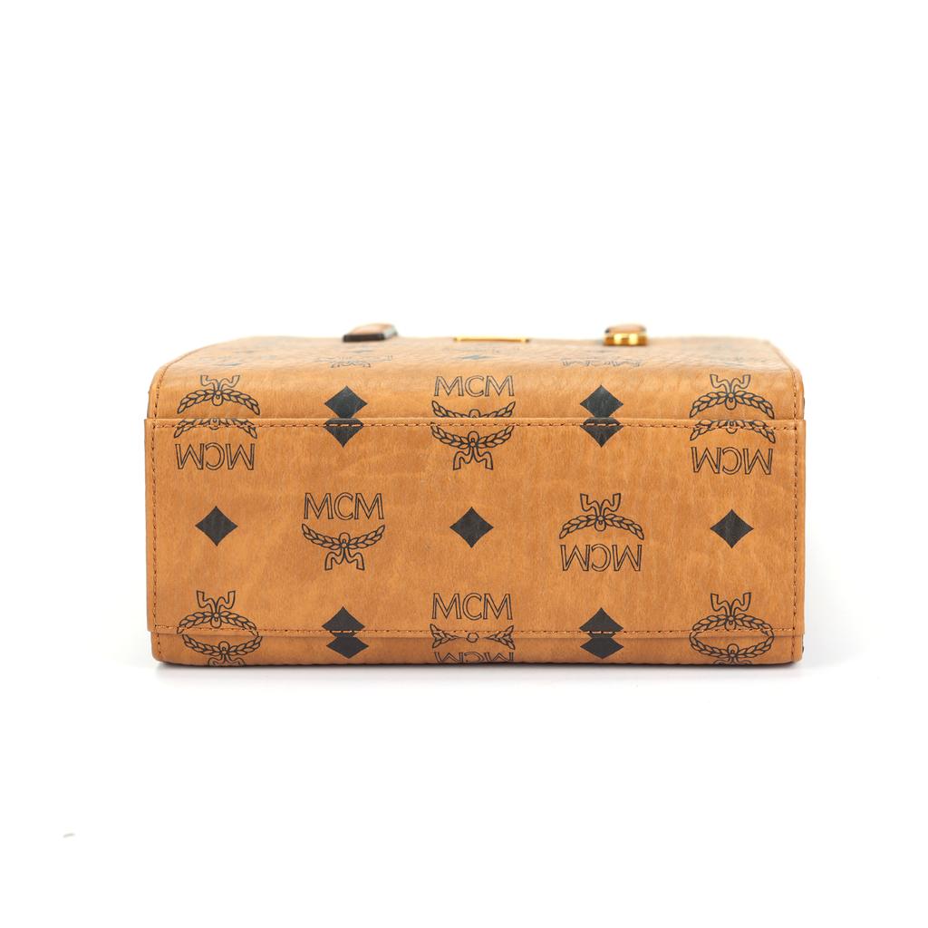 MCM Klassik Classic Monogram All-Print Leather Trim Tote Bag Shoulder Bag Mini Women's Brown Patchwork