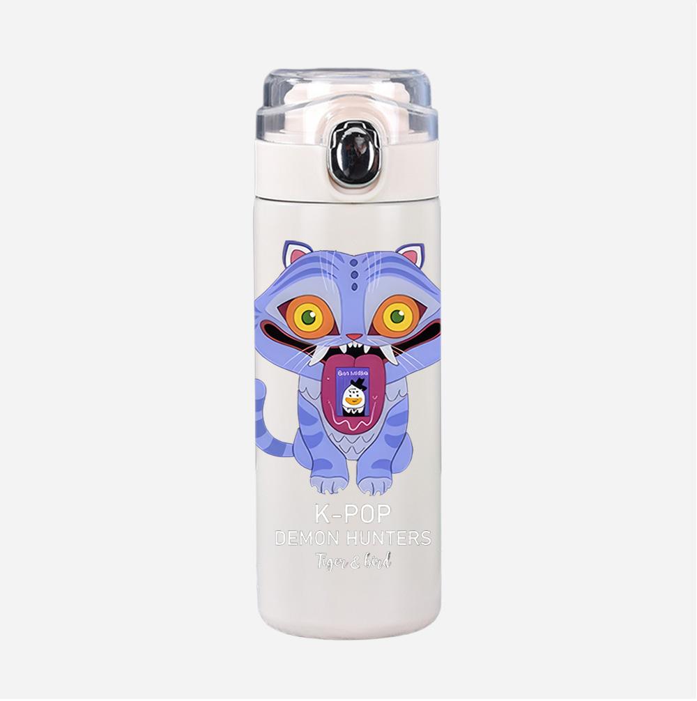 New Anime K-Pop Demon Hunters Printed 400Ml Water Bottle Thermos Cup Portable Stainless Steel Leak Proof Camping Water Cup Kid Gifts