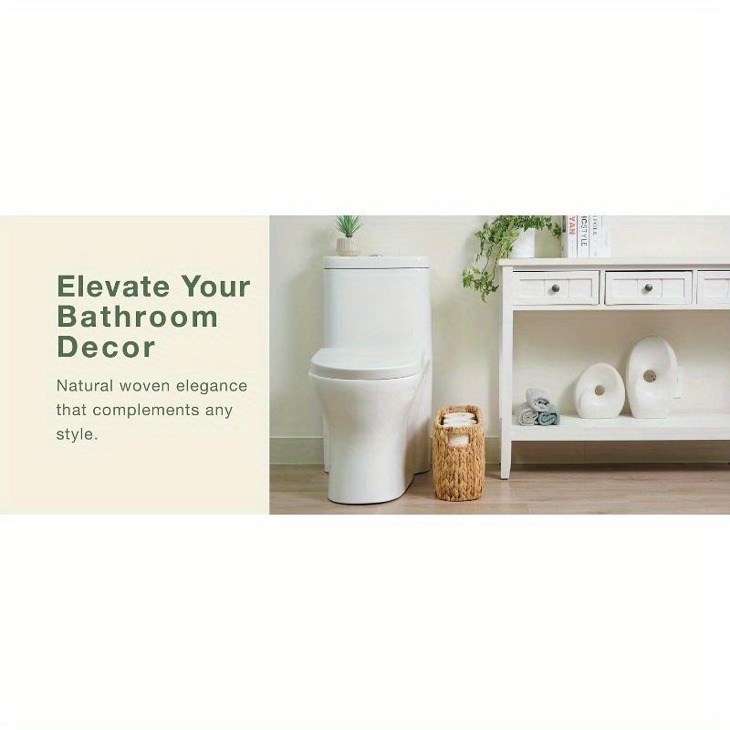 Toilet Paper Storage Basket, Toilet Paper Holder with Storage Coastal Bathroom Decor, Rattan Bathroom Accessories