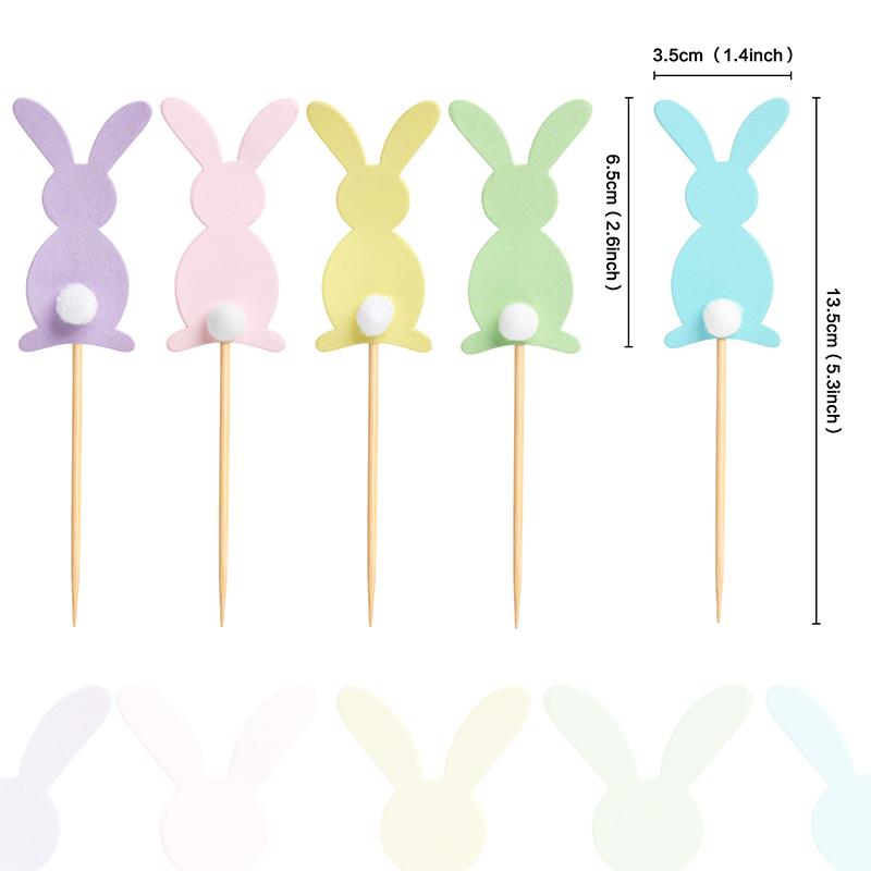 

5/10pcs Cute colorful Rabbit Cupcake Toppers Happy Easter Bunny Cake Topper Kids Birthday Party Favors Easter Cake Decorations