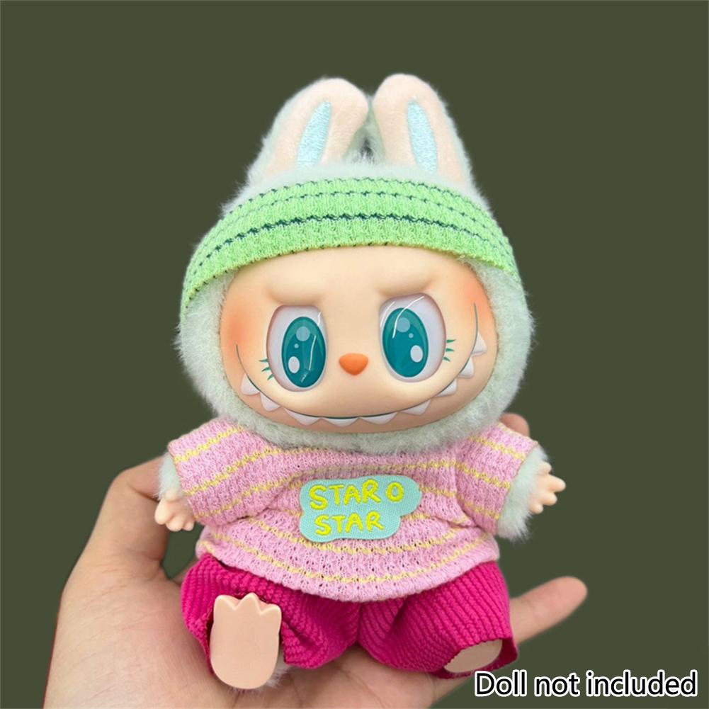 For 17cm Labubu Doll Clothes Fashion Clothes Hoodies Dresses Doll Clothes Color Match Shirts Dolls Accessories Cute Decoration Little Clothes