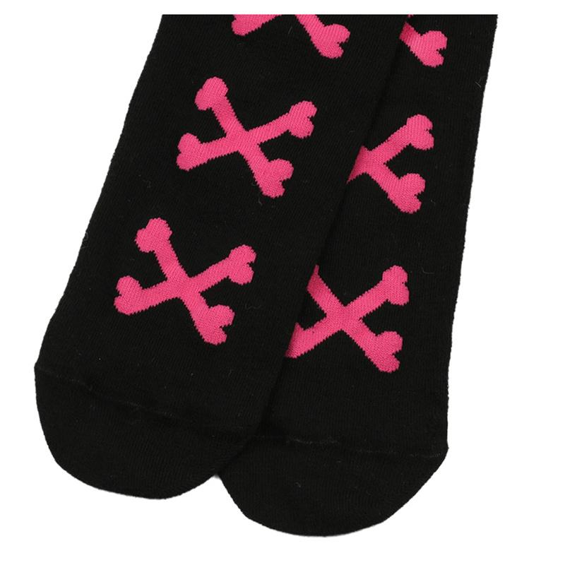 Womens Cross Bone Pattern Thigh High Stockings Ladies Halloween Girls Over The Knee Socks