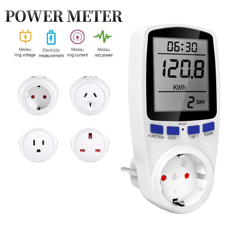 Digital Power Meter AC 220V LCD Wattmeter Socket Wattage Kwh Energy Meter EU UK US AU Plug Measuring Outlet Power Analyzer
