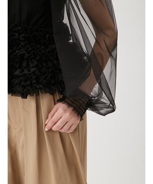 Tulle Ruffle Peplum Blouse RWFT251070 BLK [FurFur] Women's