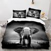 Elefantserien 3D Digitaltryck Tredelat Sängklädesset Lakan Täcke