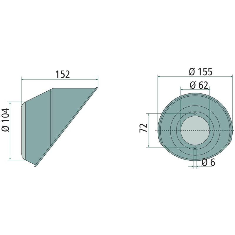 Angle cover of the PTO shaft joint, diameter 155x104x62mm