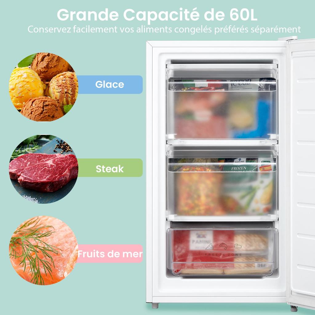 COMFEE' RCU60WH2(E) 60L Mini Congélateur