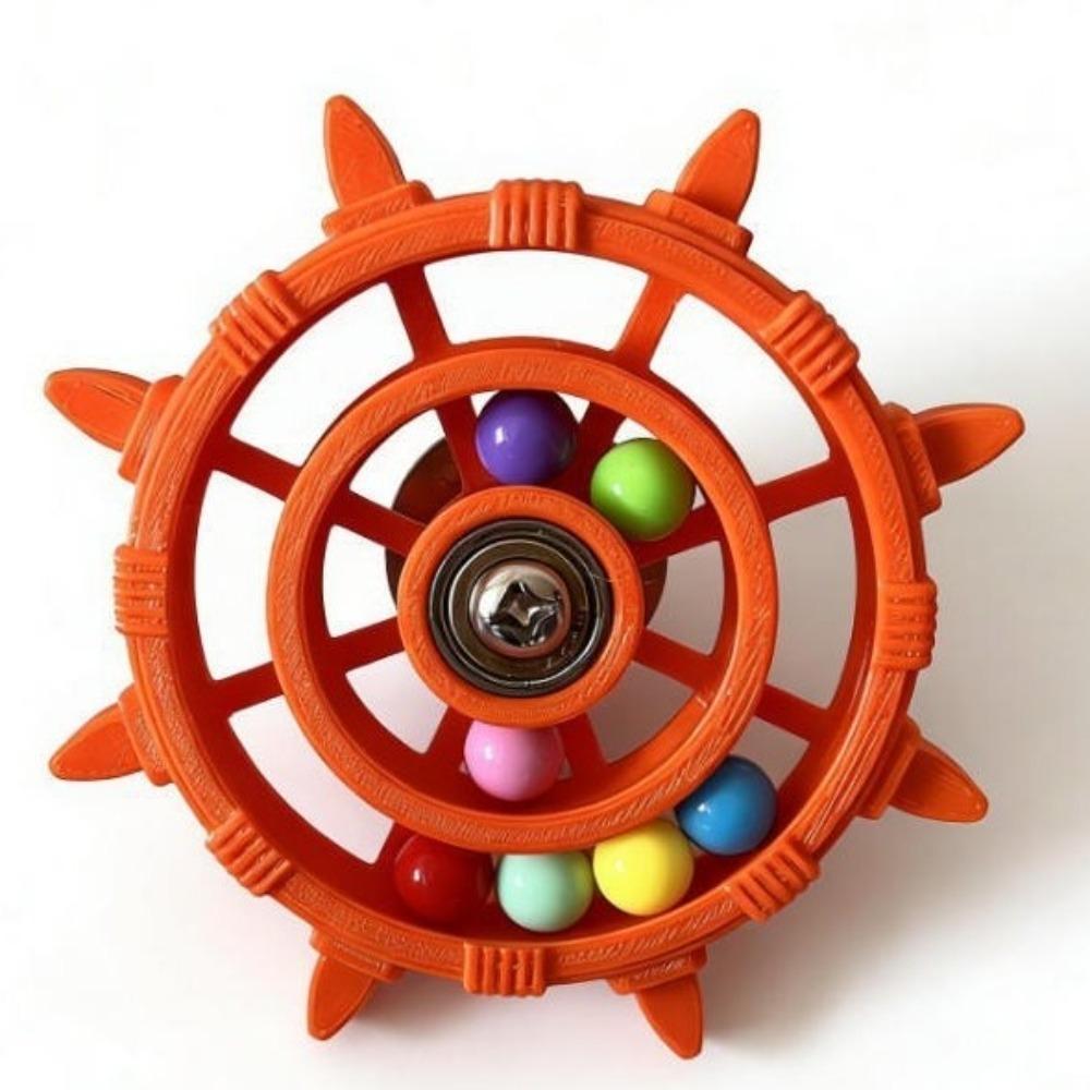 

Colorful Beads Parrot Spinner Rattle Toy Rudder Shaped Bird Cage Toy Entertainment