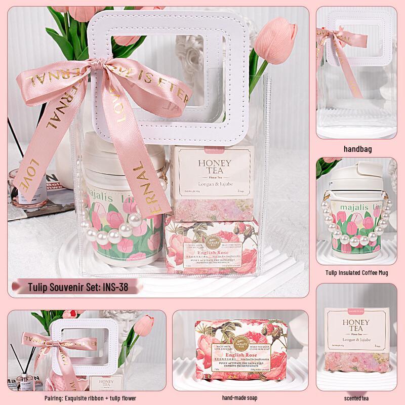 Tulip Cup Gift Set with Flower Tea & Handmade Soap INS-38