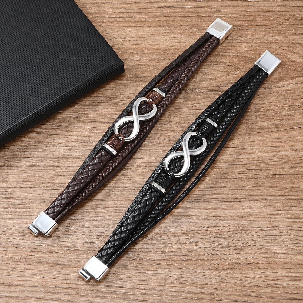 Unendlichkeitssymbol Retro Minimalistisches Herren-Lederarmband