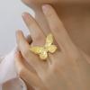 Stainless Steel Adjustable Butterfly Women's Ring Gold Plated Finger Rings Trendy Jewelry Birthday Gift Wholesale 2026 New
