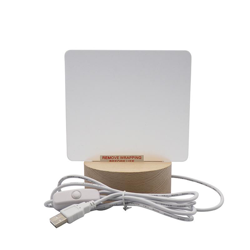 3D High-Transparency Atmosphere Night Light In Beech Wood with Uncarved Acrylic Board