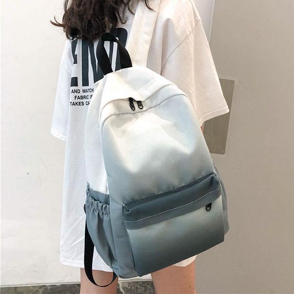 Schoolbag for Girls Backpack for Students Simple Vintage Canvas Backpack Graduated Color Versatile Campus Backpack