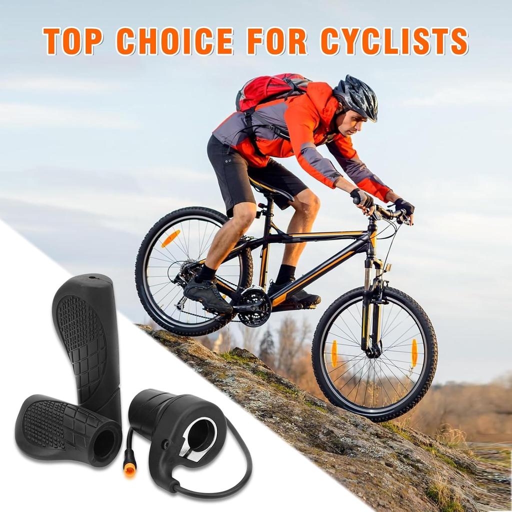 Ebike Half Twist Throttle, FT76X Electric Bicycle Right Handle, Half Throttle Handle With Waterproof Plug, Ebike Modified Thumb Throttle Part For