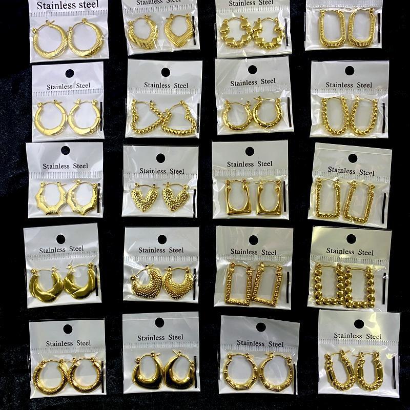 

3-10 пар Модные женские серьги из нержавеющей стали с 18-каратным золотым покрытием, ювелирные изделия для женщин, девушек, роскошные ювелирные изделия, серьги 3 Pairs Random Style