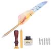 Feather Pen Dip Art Calligraphy Retro Vintage Quill Gift Box Kit with Lacquer Stamp Tool