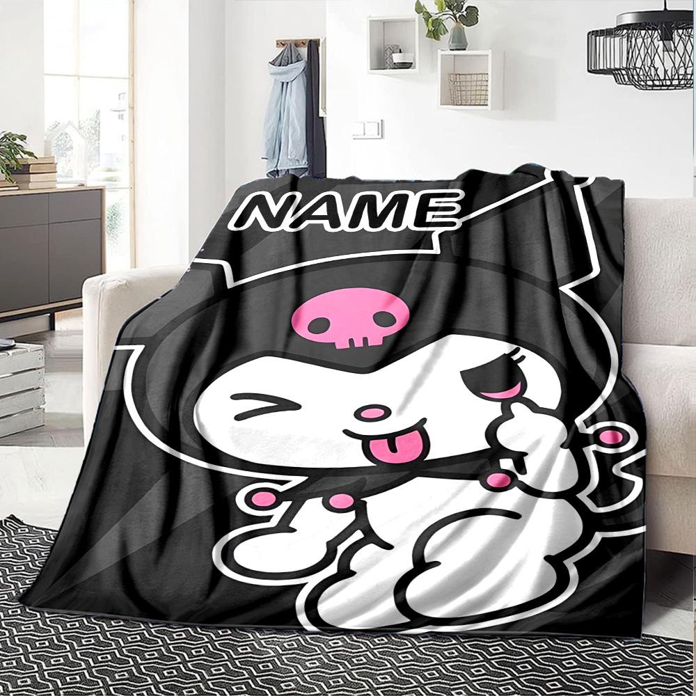 Customizable Kuromi2 Throw Blanket – Personalized Name, All-Season Cozy Snug Blanket, Machine Washable, Personalized Blanket