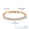 4mm Cubic Zirconia Tennis Bracelet Gold Silver Color Iced Out CZ Chain  Bracelets For Women Men Hip Hop Bling Homme Jewelry Gift