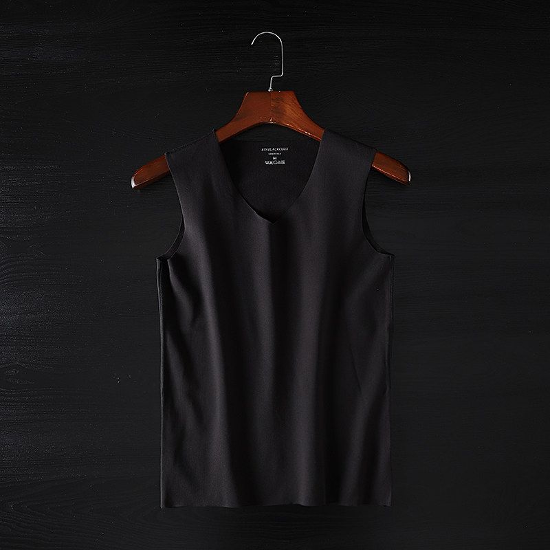 Экспортный Хвост Одиночный Мужской Бесшовный Терможилет Самоподогревающийся Дралон Экспорт Оригинальный Одиночный Вырез Зимний Жилет на Флисе Нижнее Белье Black L