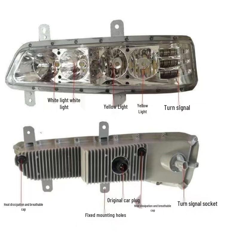 Super Bright LED Front Fog Lights, Turn Signals, and Headlight Assembly for New Jiefang J6P/500/550 & Other Models