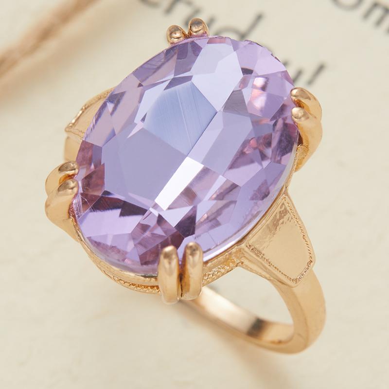 Anelli Minimalisti con Pietra Viola Ovale per Donna Anello di Matrimonio Fidanzamento Gioielli da Festa Accessori Regalo