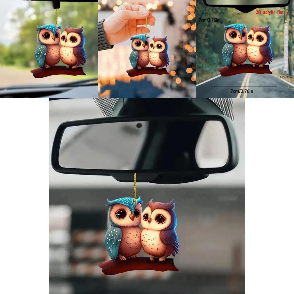 Quirky And Fun Acrylic Owl Couple Car Ornament For Decorative Accessories Auto