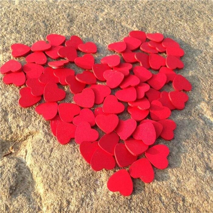 200pcs/Lot Small Wooden Red Heart Sticker for Scrapbooking Carft Diy Card Manual Accessories Wedding Invitation Mini Hearts