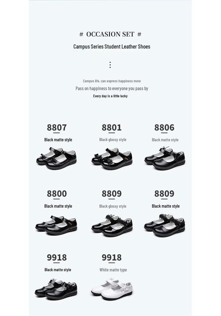 Black Genuine Leather Children's Performance Shoes - Little Princess Campus Style