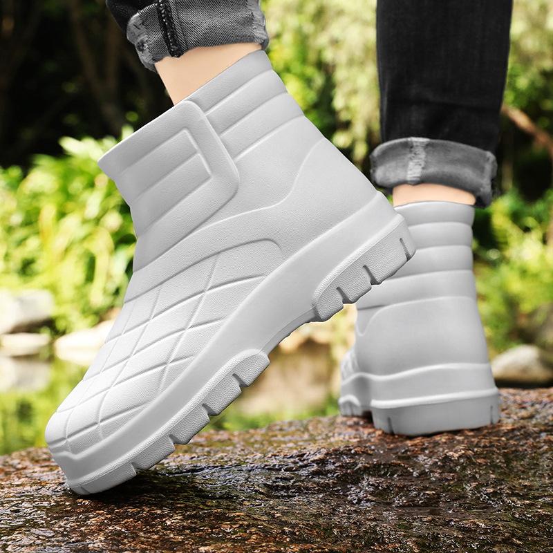 Rain shoes men's fashion mid-tube trend low-rise rain boots outdoor waterproof shoes fishing couple non-slip short rubber shoes