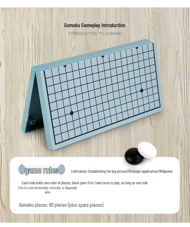Set Base di Scacchi Cinesi e Go per Bambini: Portatile, Pieghevole, Scacchiera Standard con Pezzi.