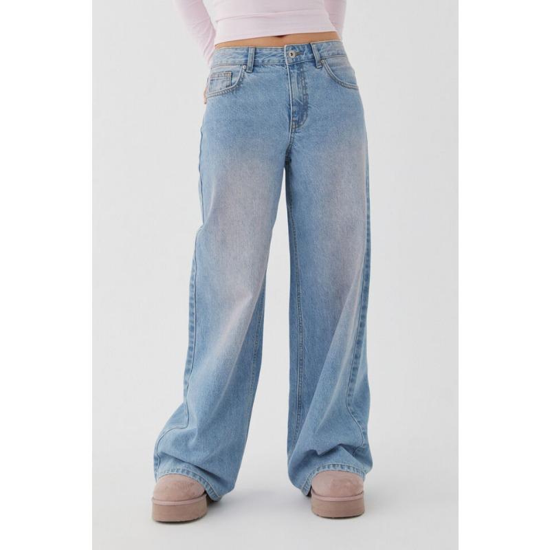 Women's Washed Vintage Straight High Waist Wide Leg Loose Draped Hundred Jeans