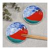 Japanese Warehouse Kutani Ware Lucky Bean Plate Hokusai Red Fuji (Set of 2) Ceramic Small Plate Serving Plate Brand Japanese Tableware