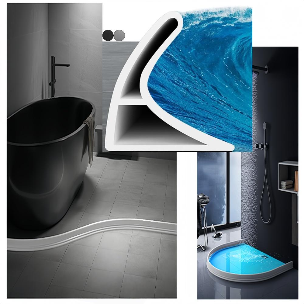 1pc 1m 4cmX3cm Shower Water Dam Self Adhesive Dry Wet Separation Shower Threshold Flexible Silicone Water Dam Guard Shower Edge