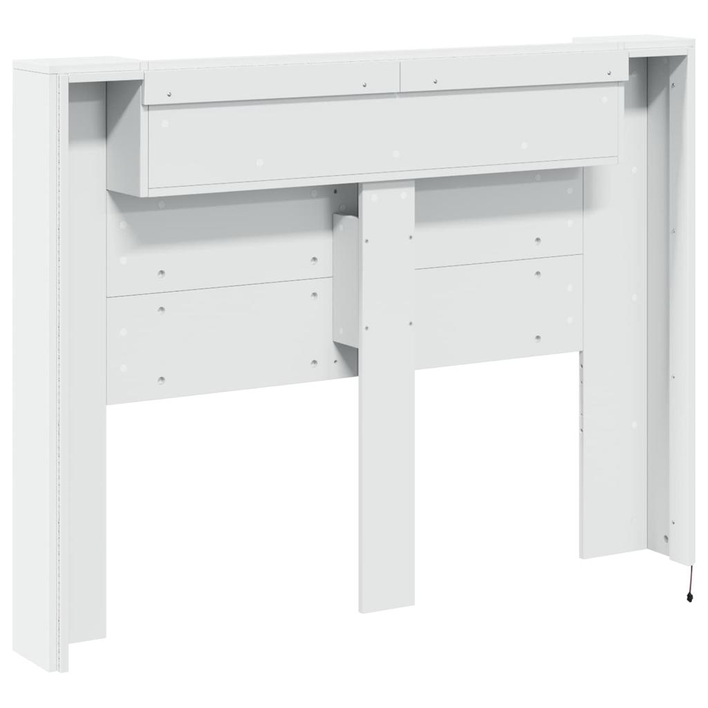 Headboard Cabinet with LED and Shelf White 140 x 16.5 x 103.5 cm