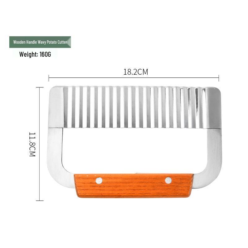 Wooden Handle Stainless Steel Wavy Potato and Soap Cutter Knife