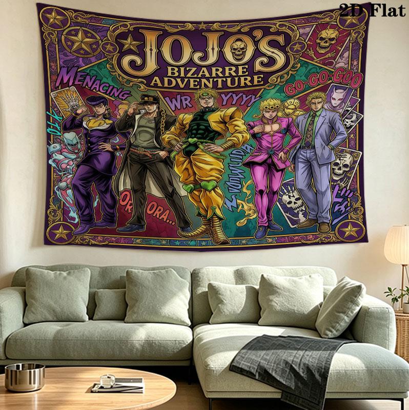 Jojos Bizarre Adventure Wall Tapestry Aesthetic Wall Hanging Printed Fabric Blanket Decorative Tapestries For Bedroom Living Room Home Decor
