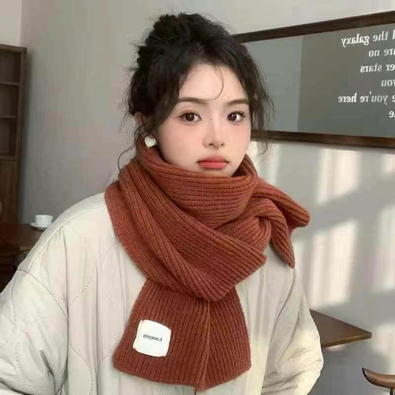 

Women s Soft Thickened Knit Scarf - Korean College Style Neck Warmer for Autumn/Winter One Size