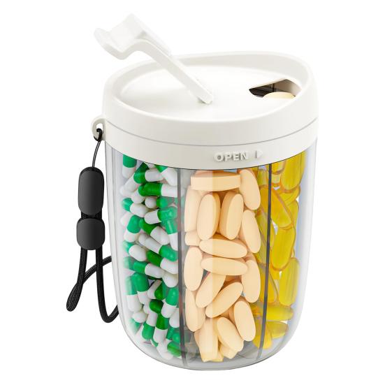 Pill Bottle Organizer Large Capacity Multiple Compartments Transparent Design Wide Opening Pill Box Medicine Tablets Organizer