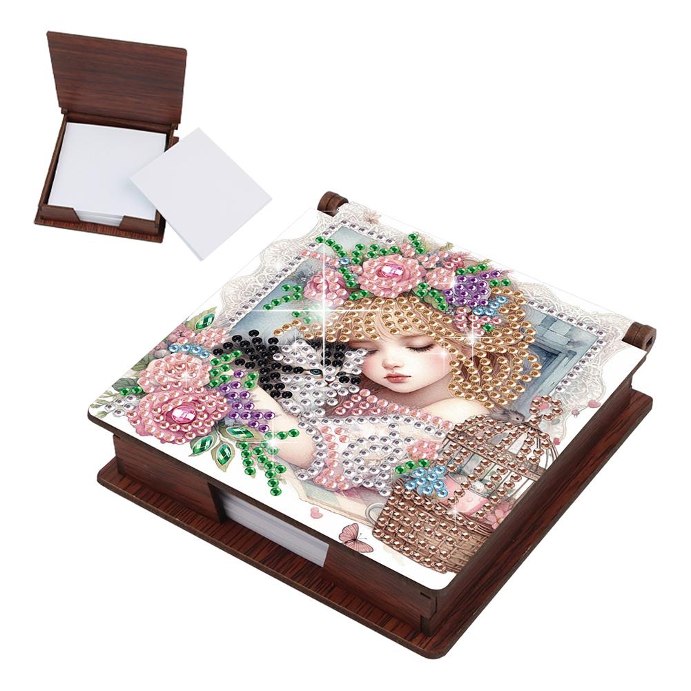 Animals Gem Painting Memo Pad Holder Mosaic Kit Contains 160 Sheets of Paper Rhinestones Post It Dispenser for Adults Beginners