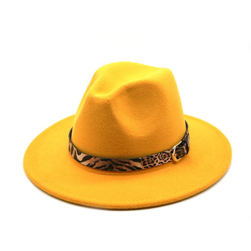 

Мягкая фетровая шляпа с британским леопардовым принтом, парная шляпа джентльмена и джентльмена, большая теплая шерстяная шляпа в стиле джаз One size fits all жёлтый